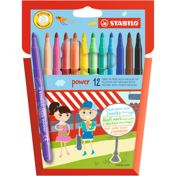 Rostirón, filctoll készlet, vízbázisú vastag hegyű Stabilo Power 280/12, 12 klf. Szín