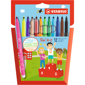 Rostirón, filctoll készlet, vízbázisú háromszögletű Stabilo Trio A-Z 378/12 12 klf. Szín