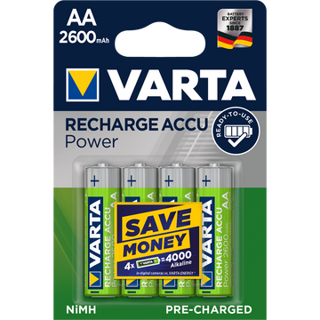 Elem tölthető akku AA ceruza 2600 mAH Power 4 db/csomag, Varta 