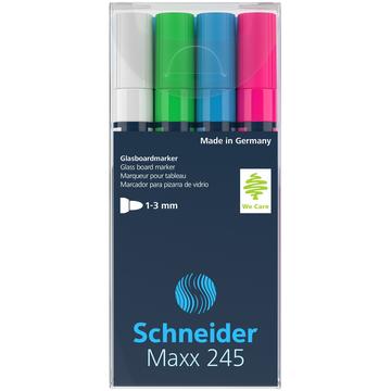 Üvegtábla marker 1-3mm, Schneider Maxx 245, 4 klf. szín