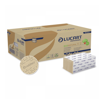 Kéztörlő 2 rétegű V hajtogatású 190 lap/csomag 20 cs/karton EcoNatural Lucart_863044 havanna barna