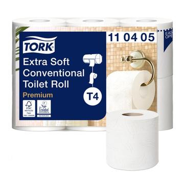Toalettpapír 4 rétegu kistekercses átméro: 11,8 cm 153 lap/tekercs 6 tekercs/csomag Extra Soft T4 Tork_110405 fehér