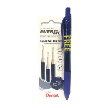 Tollbetét 3db/csomag golyóátméro 0,7 mm, Pentel EnerGel, írásszín kék + 1 db ajándék BL107-CX kék EnerGel toll