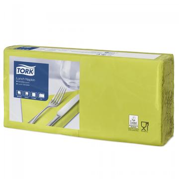 Szalvéta 2 rétegu 1/4 hajtás lapméret: 32,8 x 32,5 cm 200 lap/csomag Lunch Tork_477840 lime