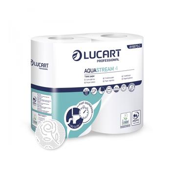 Toalettpapír 2 rétegu 400 lap/tekercs 4 tekercs/csomag Aquastream 4 Lucart_811B70J hófehér