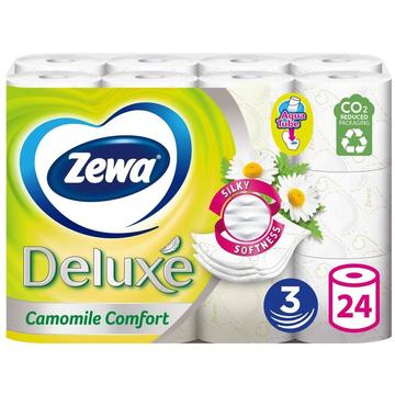 Toalettpapír 3 rétegu kistekercses 100% cellulóz 24 tekercs/csomag Deluxe Zewa Camomile Comfort hófehér