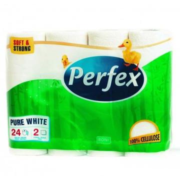 Toalettpapír 2 rétegu kistekercses 100% cellulóz 24 tekercs/csomag Boni Perfex