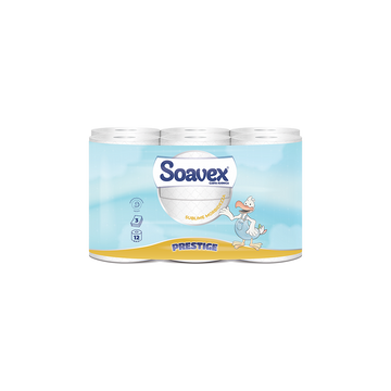 Toalettpapír 3 rétegu kistekercses 100% cellulóz 170 lap/tekercs 12 tekercs/csomag Soavex Prestige_Paperdi