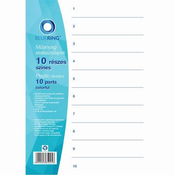 Elválasztólap, színes műanyag 10 részes Bluering® 