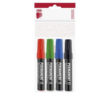 Alkoholos marker készlet, 3mm, kerek hegyu Ico 11, 4 klf.szín 