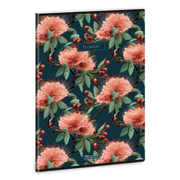 Ars_Una_Flowery_green_A4_extra_kapcsos_fuzet_negyzethalos