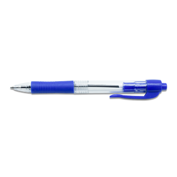 Golyóstoll 0,7mm, nyomógombos, gumírozott fogórész, kék átlátszó test, Bluering® R2, írásszín kék