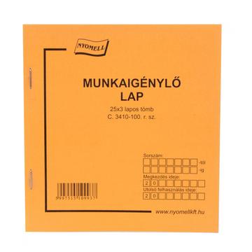 Munkaigénylolap 50x3lap C.3410-100, 140x140mm