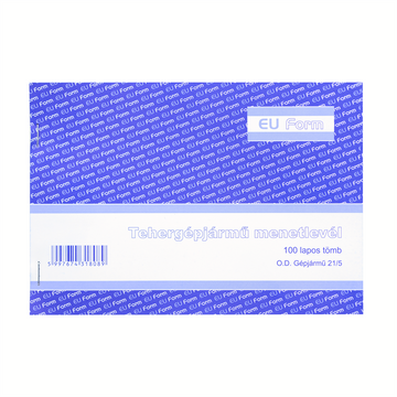 Tehergépjármu menetlevél A5, 100lap,os D.GEPJ.21/5 Bluering®