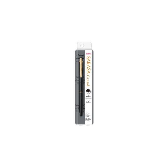 Zselés toll 0,5mm, fekete fém test, Zebra Grand Sarasa, írásszín kék