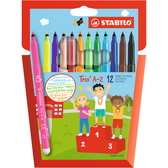 Rostirón, filctoll készlet, vízbázisú háromszögletű Stabilo Trio A-Z 378/12 12 klf. Szín