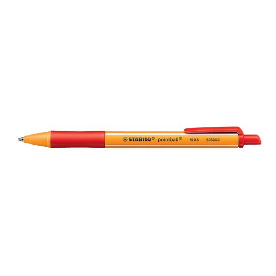 Golyóstoll nyomógombos 0,5mm, Stabilo pointball 6030/40, írásszín piros