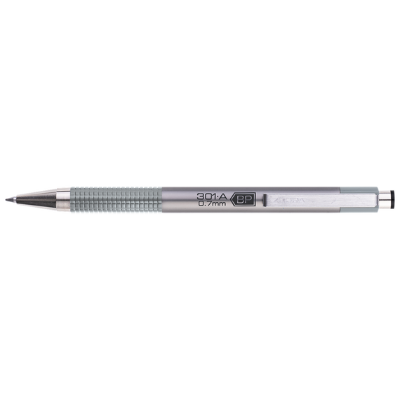 Golyóstoll 0,7mm, metál ezüst test, Zebra F-301A, írásszín kék