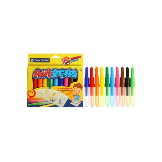 Filctoll fújós készlet Centropen AIRPENS 1500 Rainbow Colours 10 klf. szín