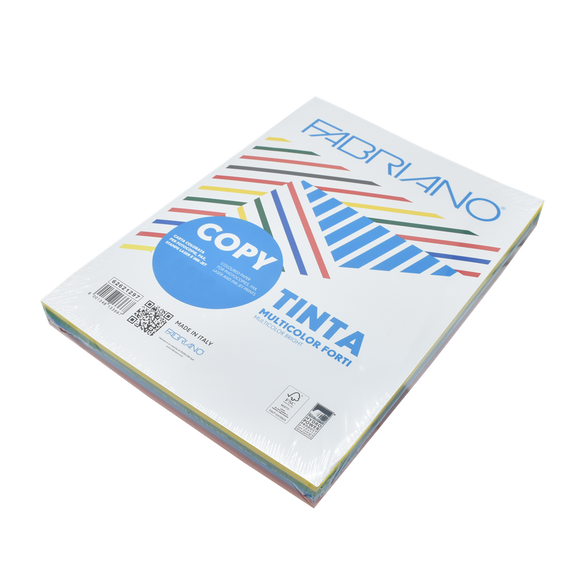 Másolópapír, színes, vegyes színek A3, 80g. Fabriano CopyTinta 5x50 ív/csomag. intenzív