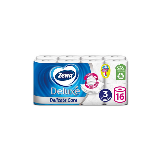 Toalettpapír 3 rétegű kistekercses 100% cellulóz 16 tekercs/csomag Delicate Care Deluxe Zewa