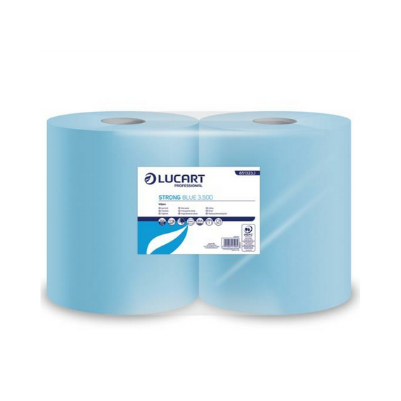 Ipari törlő 3 rétegű átmérő: 25 cm 500 lap/tekercs cellulóz kék 2 tekercs/karton Strong Blue 3.500 Lucart_851323J