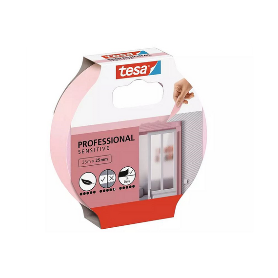 Maszkolószalag rózsaszín 25mmx25m Tesa