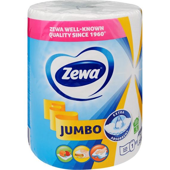Háztartási papírtörlo 2 rétegu 325 lap/tekercs Zewa Jumbo fehér