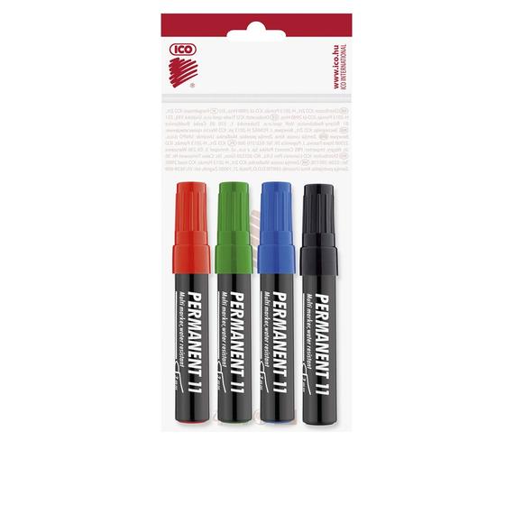 Alkoholos marker készlet, 3mm, kerek hegyu Ico 11, 4 klf.szín 