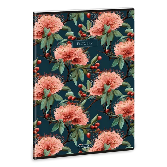 Ars_Una_Flowery_green_A4_extra_kapcsos_fuzet_negyzethalos