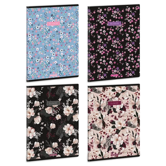 Ars_Una_Flowery_mix_A5_extra_kapcsos_fuzet_negyzethalos