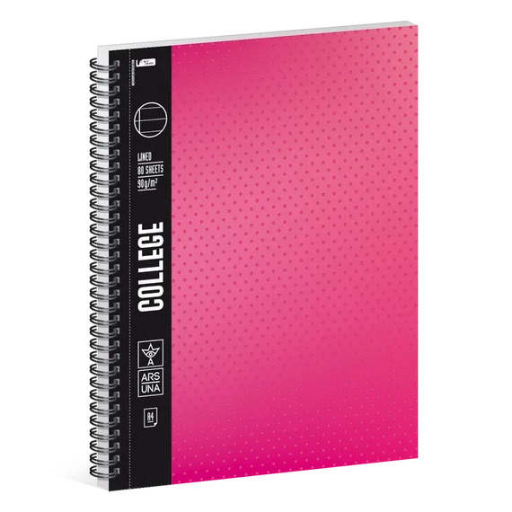 Ars_Una_pink_A4_College_spiralfuzet_vonalas