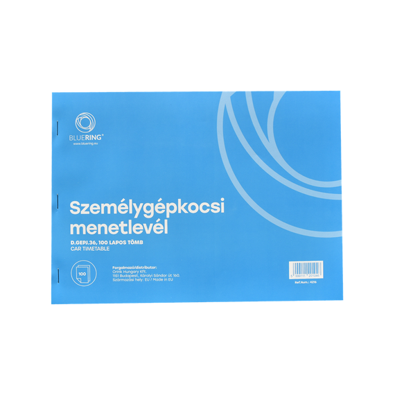 Személygépkocsi menetlevél 100lap,os A4, fekvo személygépkocsi D.GEPJ.36 Bluering® 