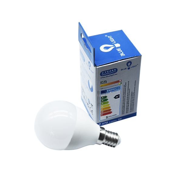 Led 5W E14 gömb 470lm 2700k Blue Light