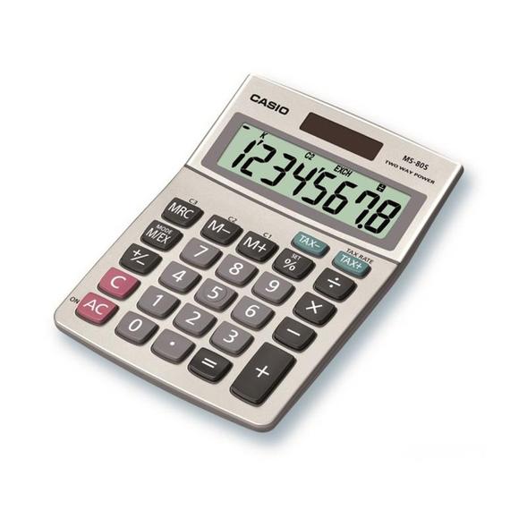 Számológép asztali 8 digit nagy, döntött kijelzo Casio MS 80 B S ezüst