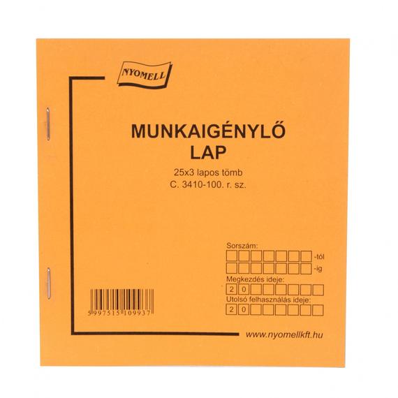 Munkaigénylolap 50x3lap C.3410-100, 140x140mm