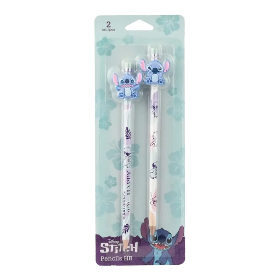 Grafitceruza-Stitch-2-HB-kerek-színes-radírral-bliszterben-2-db