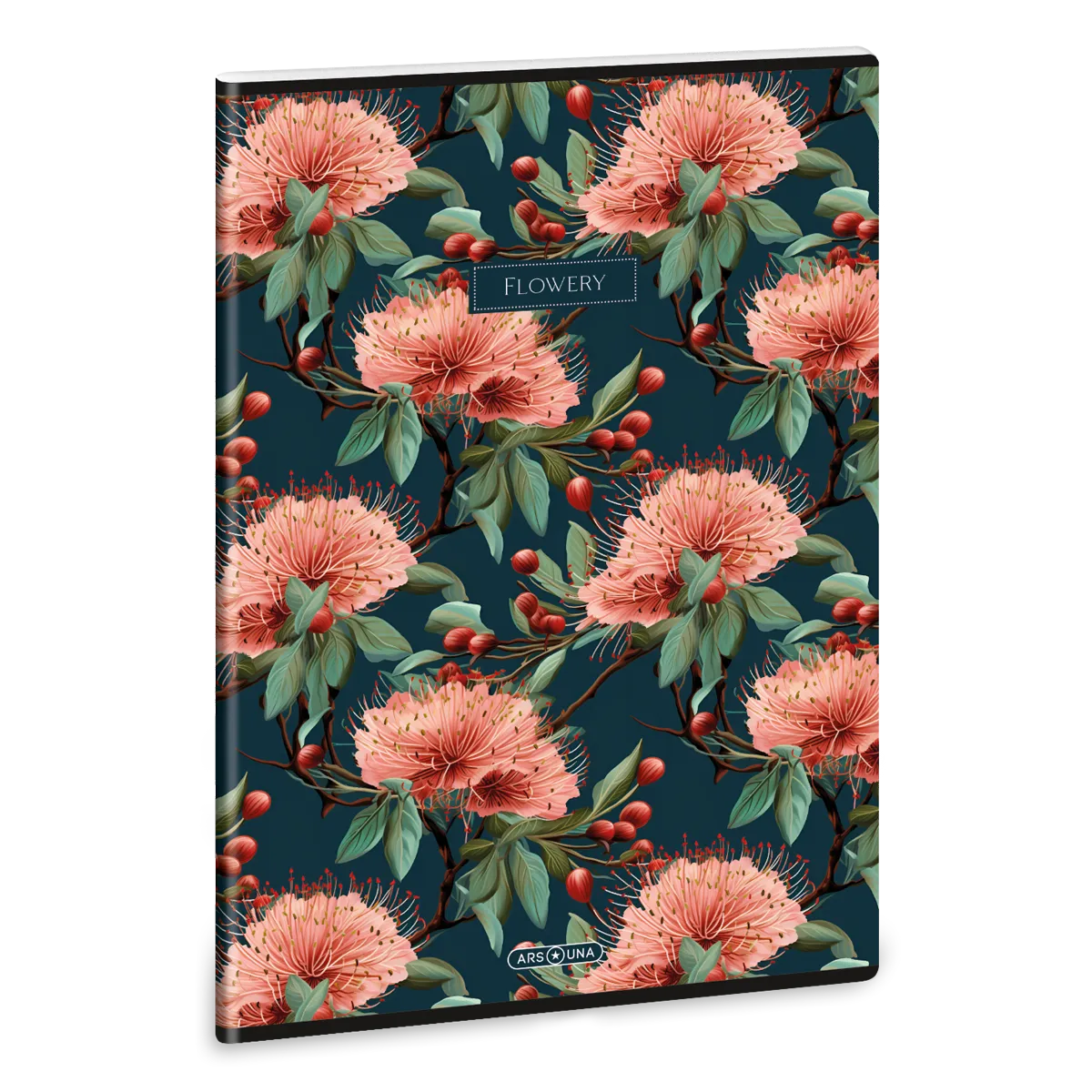 Ars Una Flowery green A/4 extra kapcsos füzet-négyzethálós
