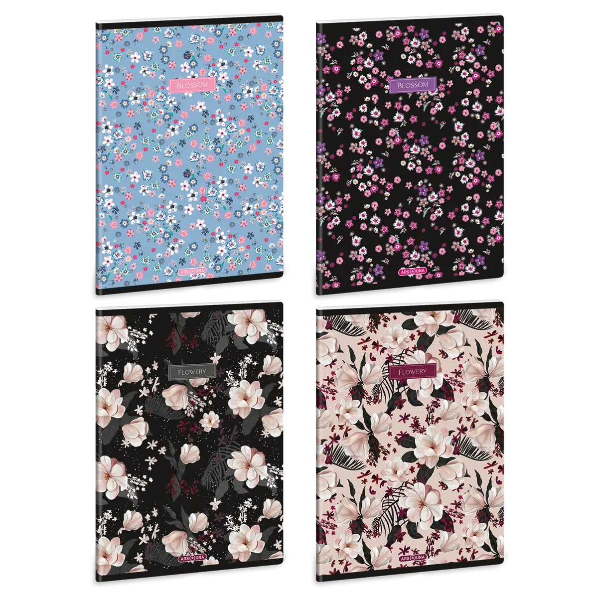 Ars Una Flowery-mix A/5 extra kapcsos füzet-négyzethálós