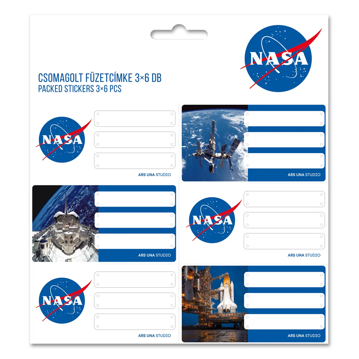 NASA csomagolt füzetcímke (3x6 db)