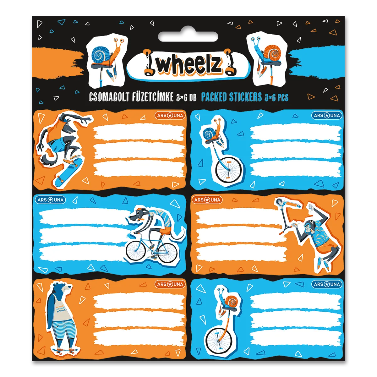 Ars Una Wheelz csomagolt füzetcímke (3x6 db)