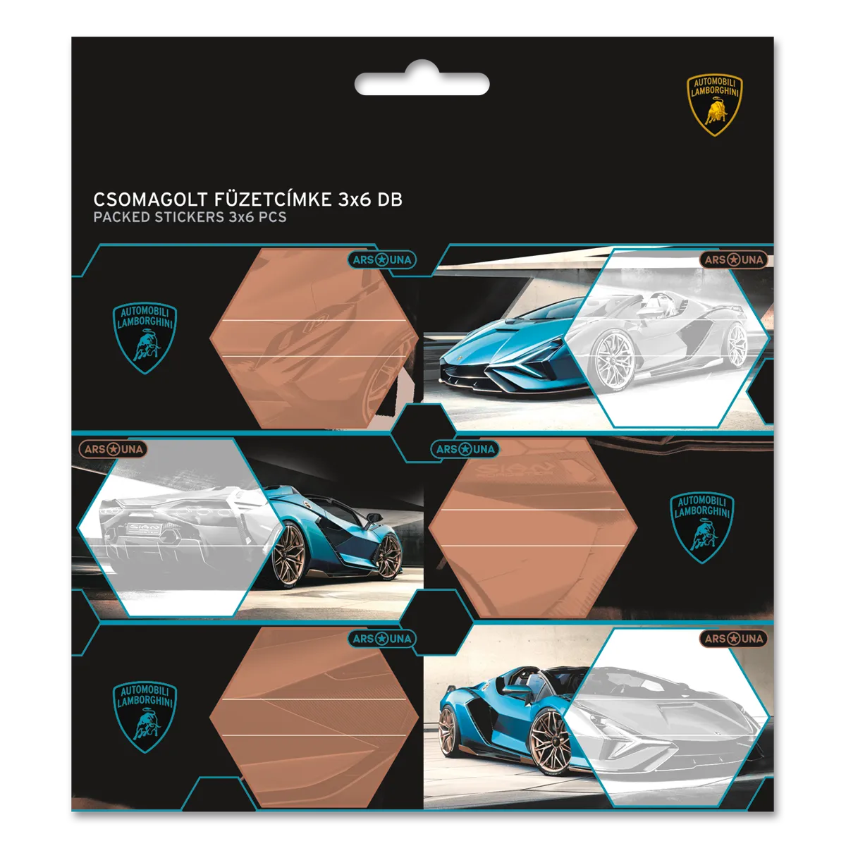 Lamborghini csomagolt füzetcímke (3x6 db)