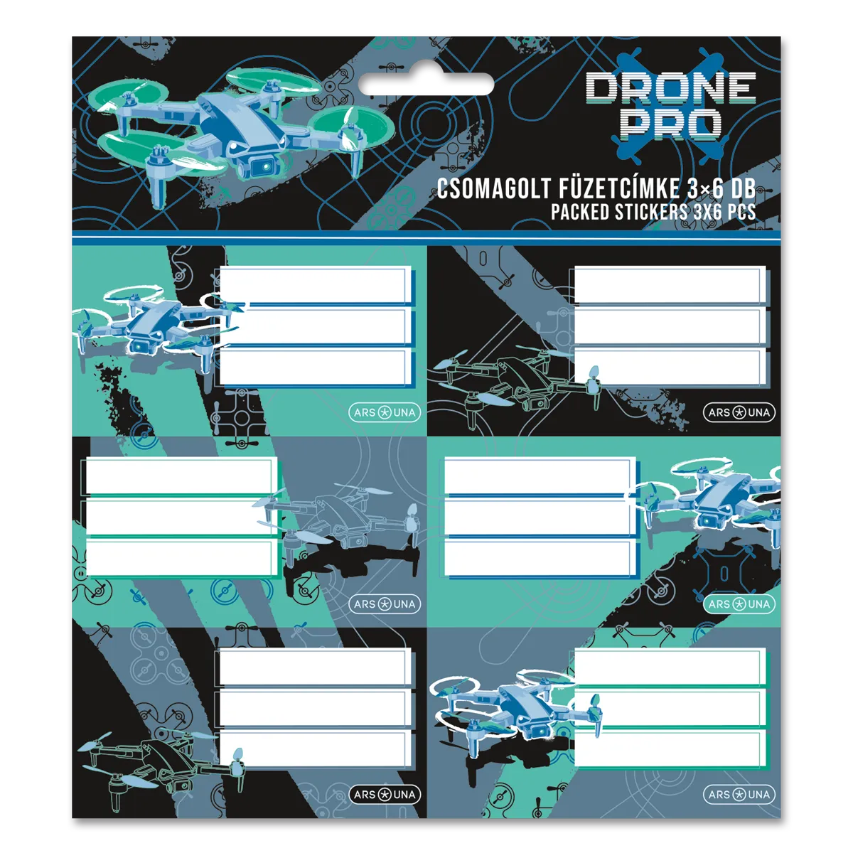 Ars Una Drone Pro csomagolt füzetcímke (3x6 db)