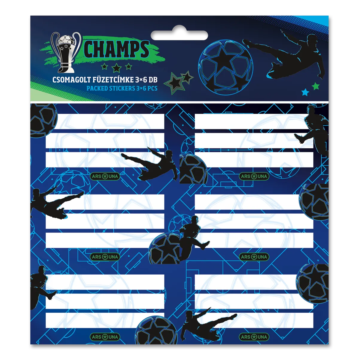 Ars Una Champs csomagolt füzetcímke (3x6 db)