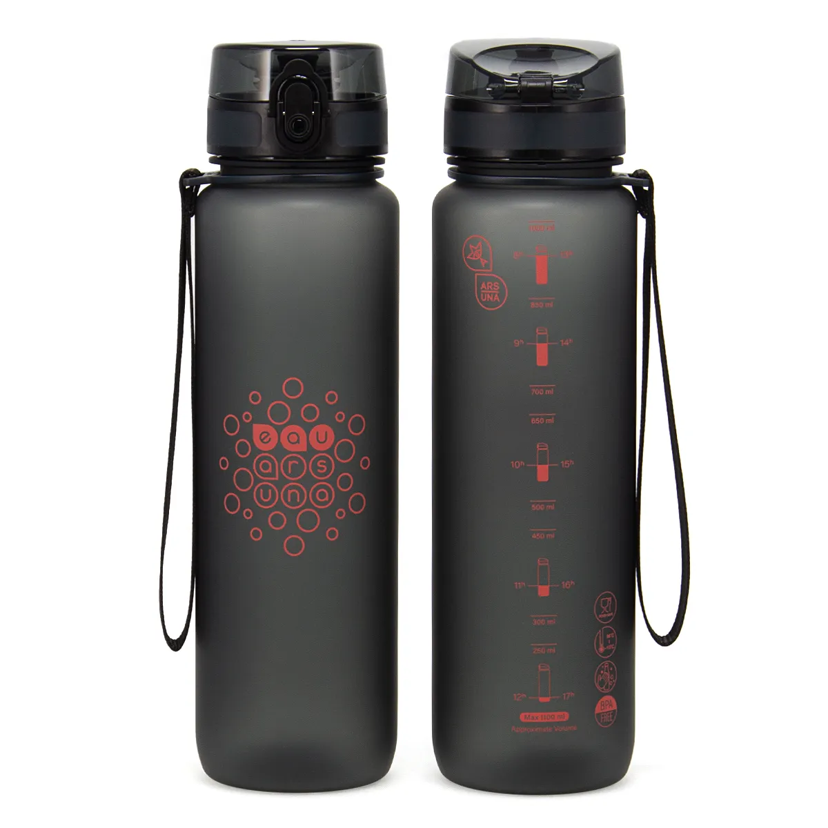 Ars Una BPA-mentes motivációs kulacs matt - 1000 ml - Dark gray