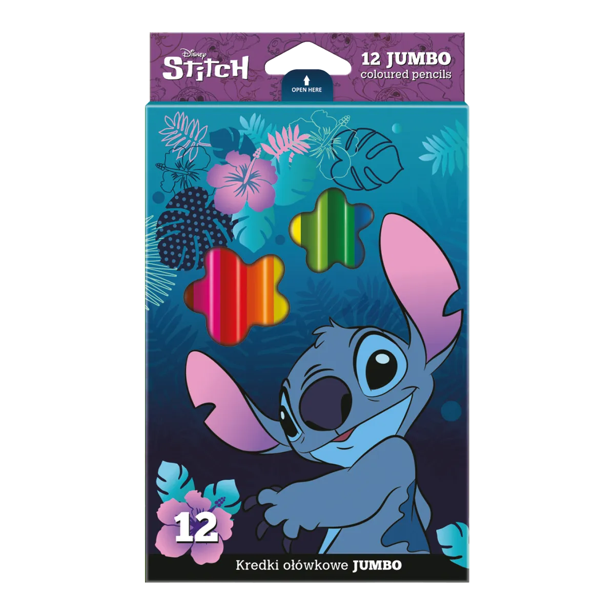 Színesceruza, háromszög JUMBO - Stitch, 12 szín